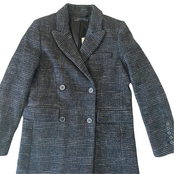 Zara Black and White Pea Coat - Picture 6 of 8